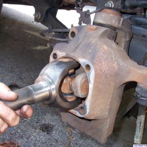 Attempting to install axle with new stub shaft. No such luck!