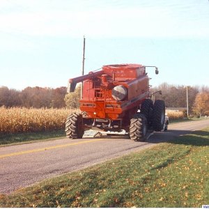 Custom combine hauled to my farm with first gen Dodge