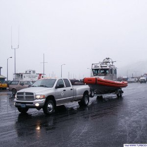 Towing USCG 256611 for the first time with new truck