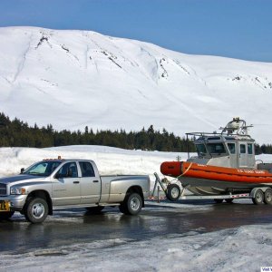 Towing 256611 in snow at Turnagain pass