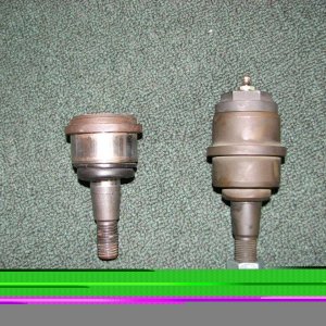 Carli upper ball joint beside factory ball joint
