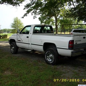 Showing the rear of the truck
