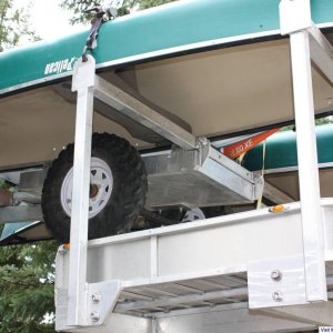 quad trailer mounted under boat rack