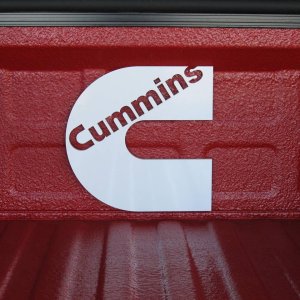 Close Pic of Cummins Sign in Bed