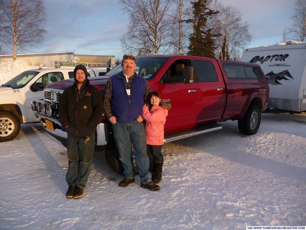 At the restart of the 2011 Iditarod with my dauther and Padawan.