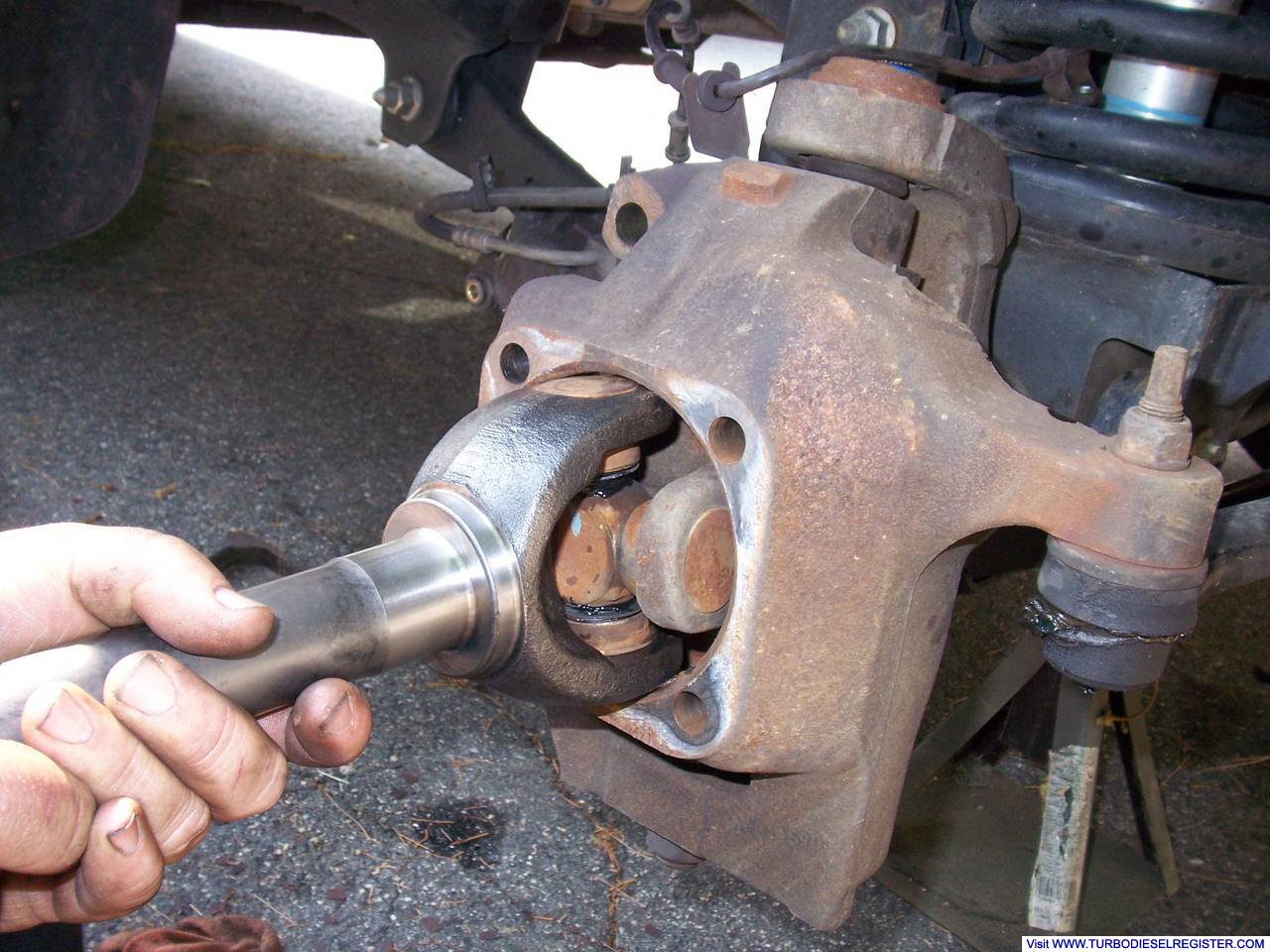 Attempting to install axle with new stub shaft. No such luck!