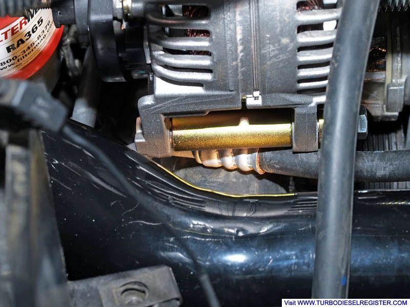 Closeup of the AC hose interference issue