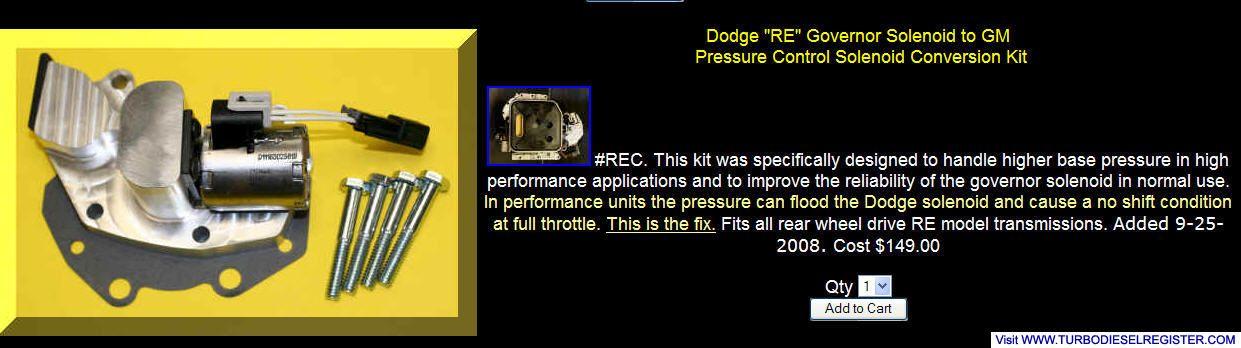 RE Governor Solenoid Upgrade