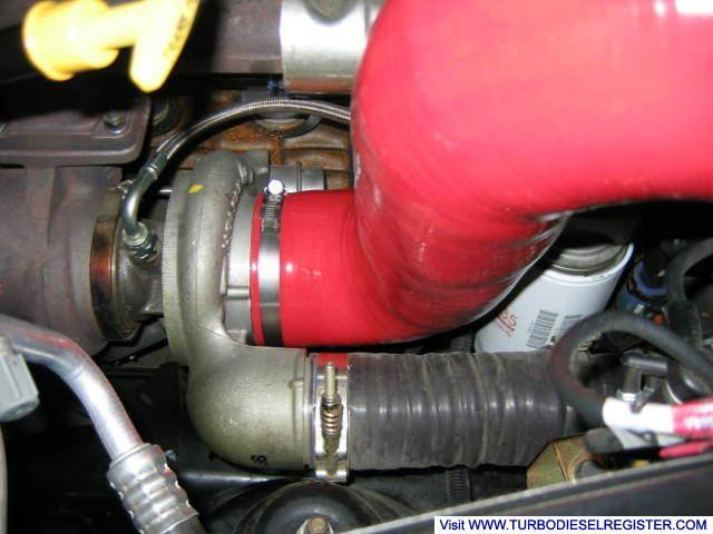 Red cool hose at turbo
