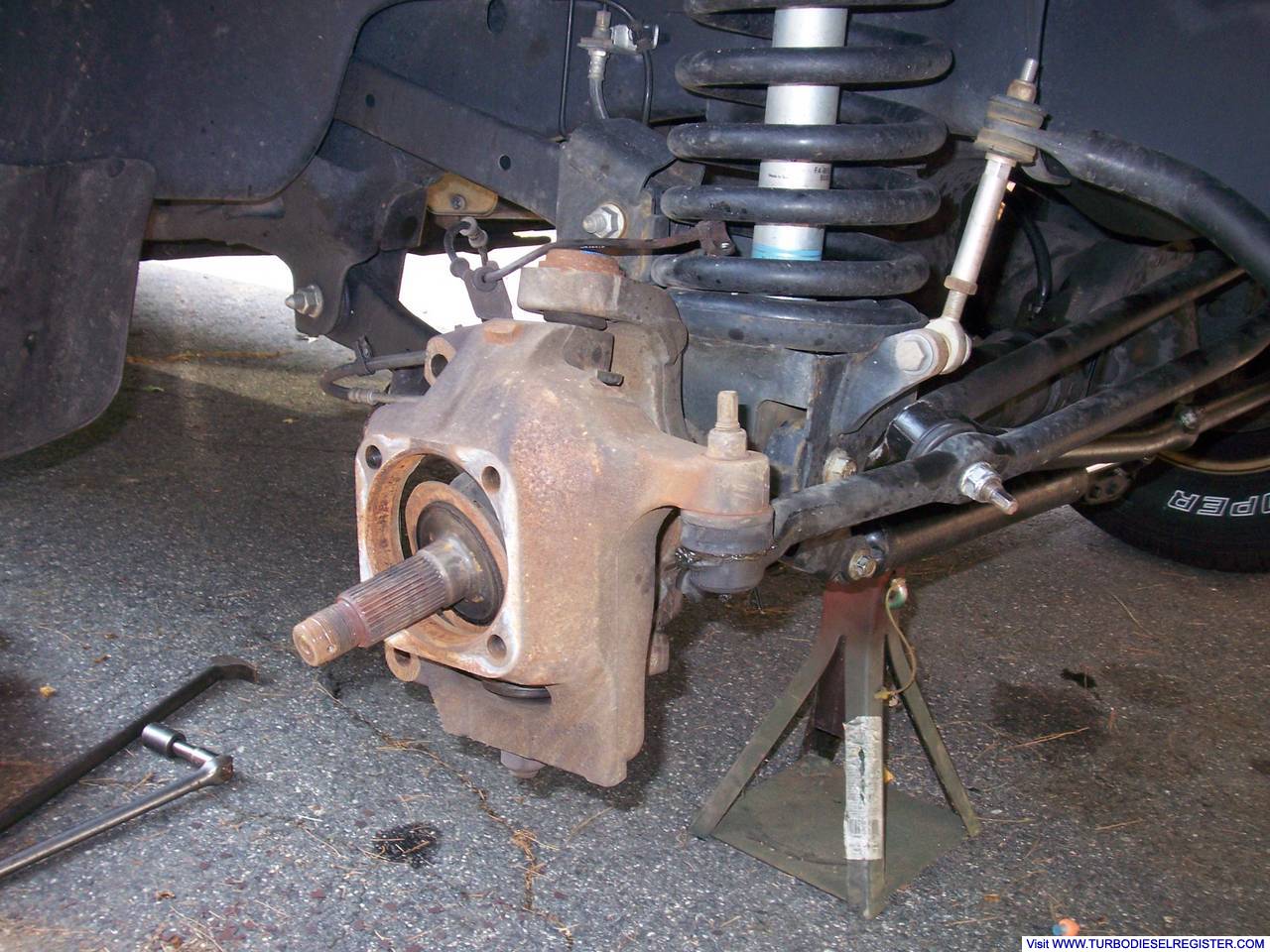 The axle is ready to come out